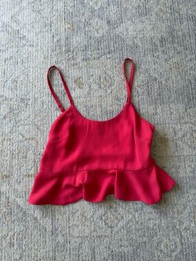 superdown Red Ruffle Hem Cami Top